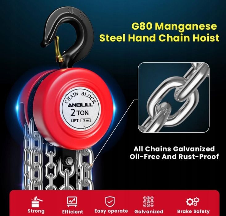 Wyciągarka Łańcuchowa Ręczna  2T 3M ANBULL