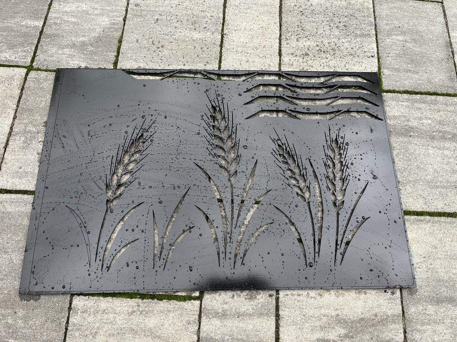 Nowoczesny Panel Ogrodowy / Dekoracja Ścienna CNC – Kłosy Zbóż (Pancerna Stal 4mm!)