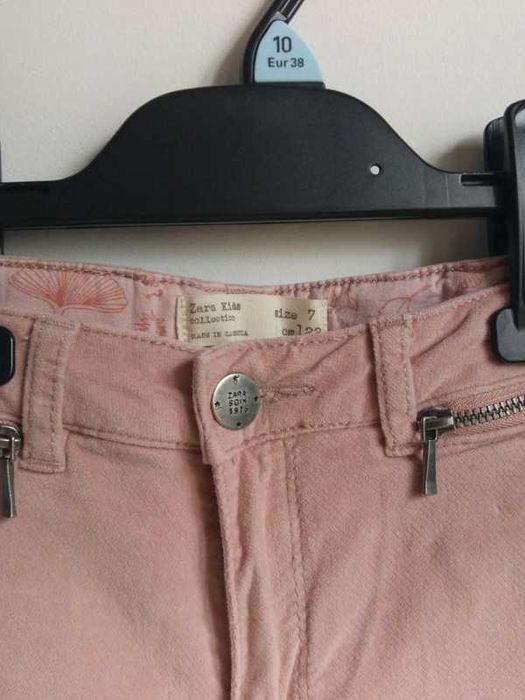 Długie spodnie rurki miękkie elastyczne różowe wiosenne Zara 122 7 lat
