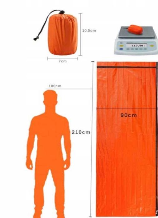 Awaryjny  Śpiwór Ratunkowy BIVI Koc Awaryjny Worek Survival + Gwizdek