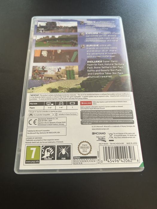 Gra Minecraft na konsolę nintendo switch.