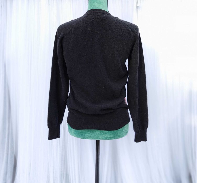 Sweter wełniany Gant M 38 wełna czarny czerwony szachownika kratka