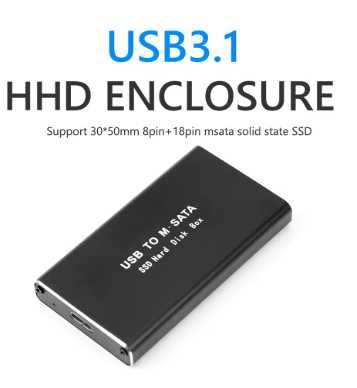 USB-C para mSATA caixa externa adaptador