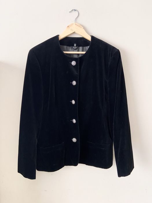 Welurowa czarna marynarka vintage rozm. M / L