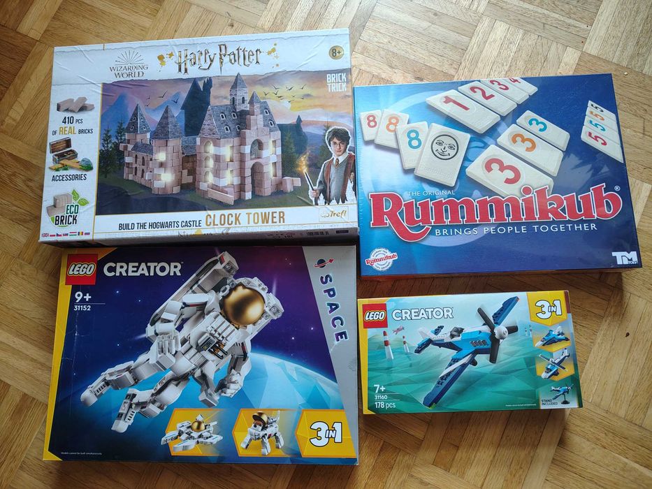Nowe klocki, gry: Harry Potter Clock Tower, Lego Creator, Rummikub
