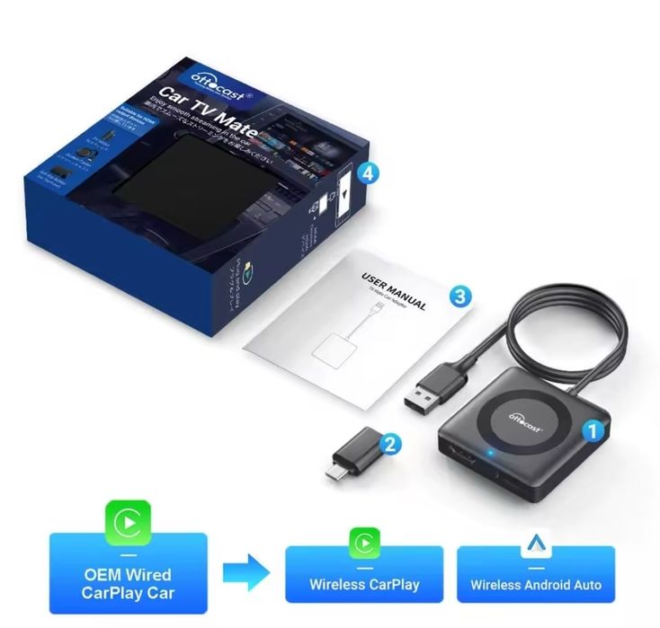 Adapter Ottocast TV Mate Car - Bezprzewodowy CarPlay & Android Auto