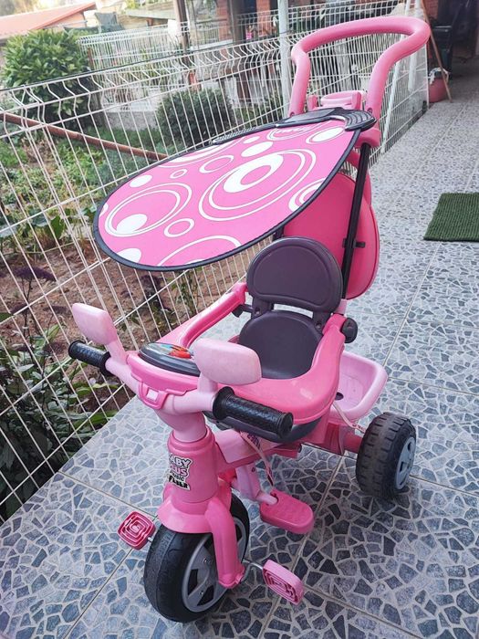 Triciclo Infantil C/ Barra de Empurrar e Proteção Solar