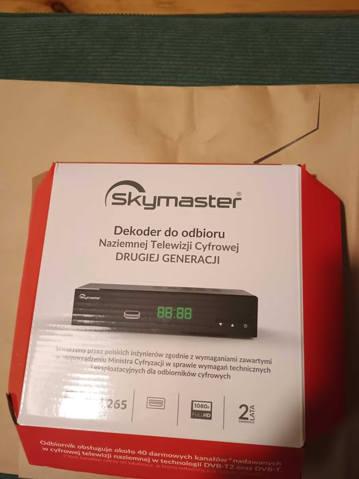 Dekoder DVB-T2 do odbioru naziemnej telewizji cyfrowej Skymaster H.265
