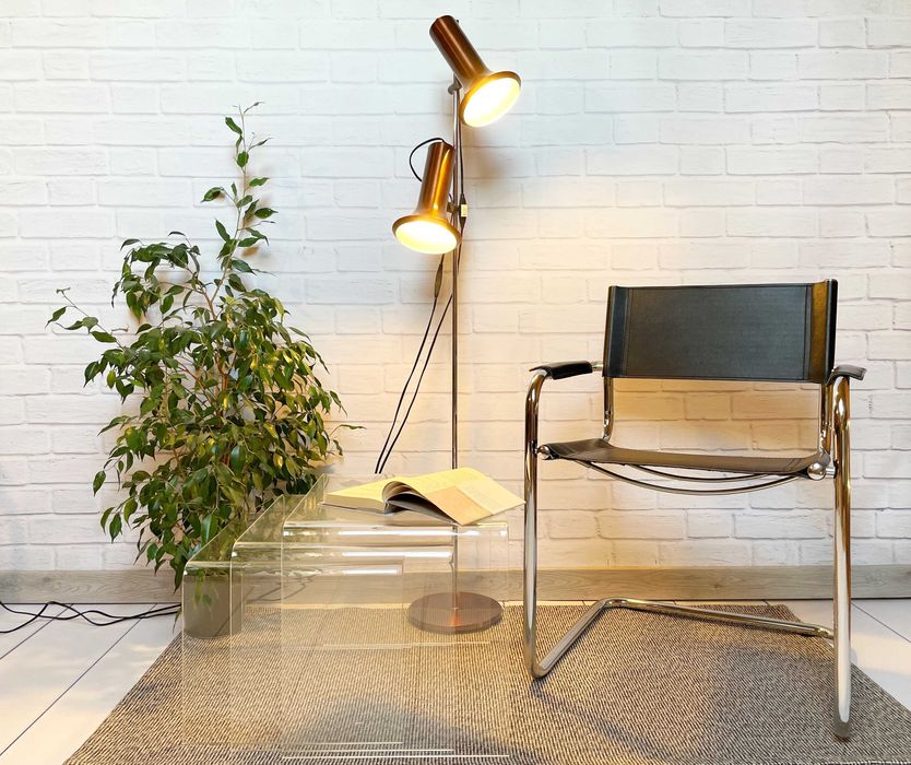 Fotel Mart Stam S34, skóra naturalna i chrom (mid century bauhaus prl)