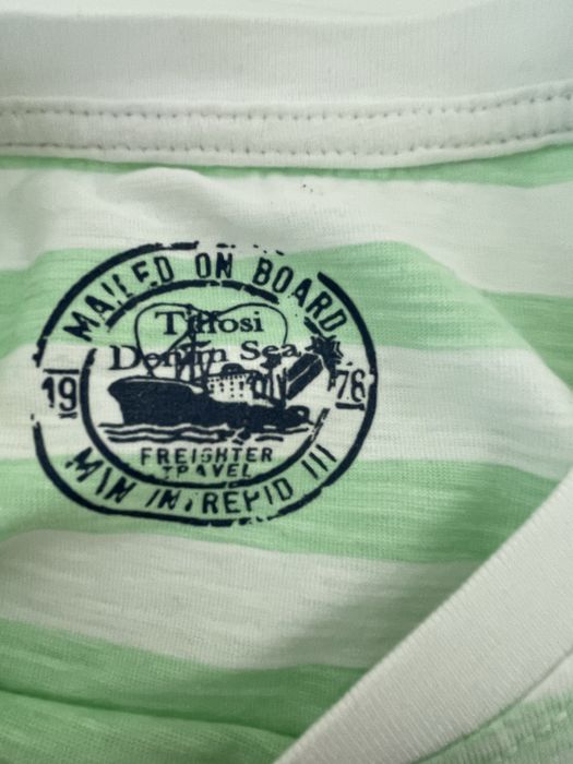 T shirt riscas verde menta e branco rapaz 13/14 anos