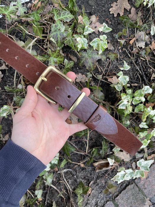 Pasek skórzany ręcznie robiony mosiądz