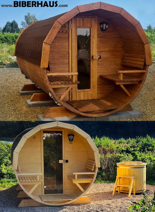 SAUNA Ogrodowa 300 cm + PRZEDSIONEK + GRATIS Beczka 500L + Akcesoria