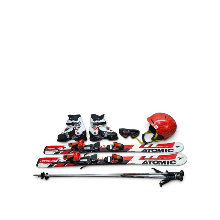 Komplet narty ATOMIC 110 cm Buty roz 32 Kask Gogle Kijki