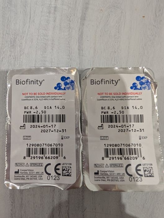 Контактні лінзи Biofinity (-2.50) — 2 шт