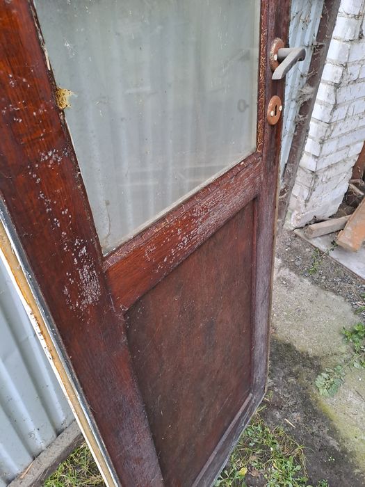 Drzwi drewniane, dębowe, dwuskrzydłkowe. Bardzo ładne