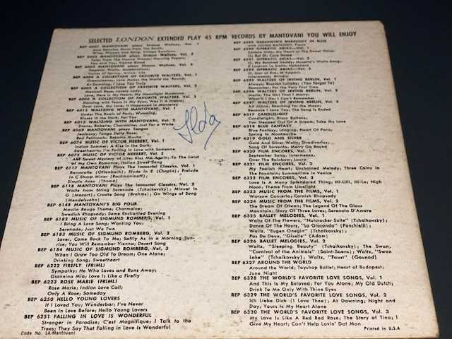 Mantovani and his Orchestra - Vynil 45 RPM