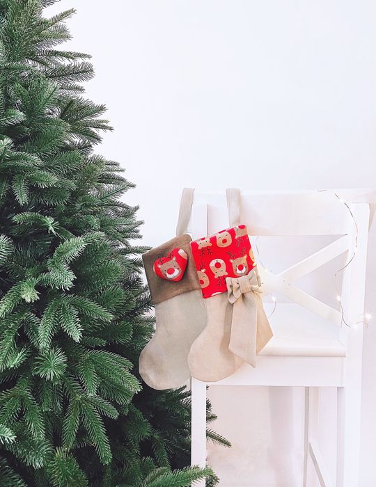 Новорічний носок чобіток для подарунків декор Різдво