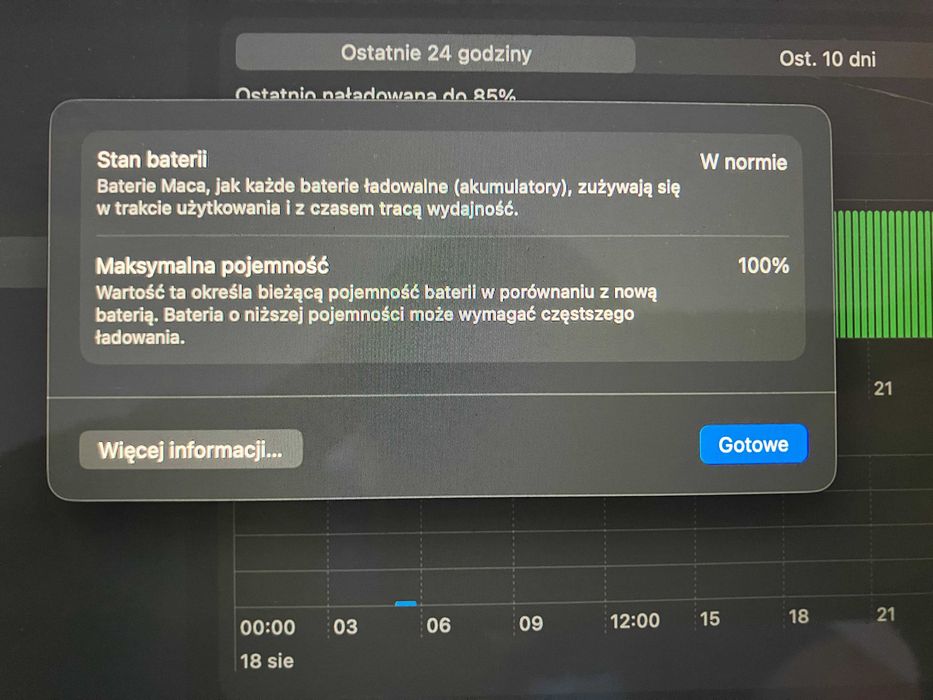 MacBook Air M1 2020 16/256 100% Kondycji baterii