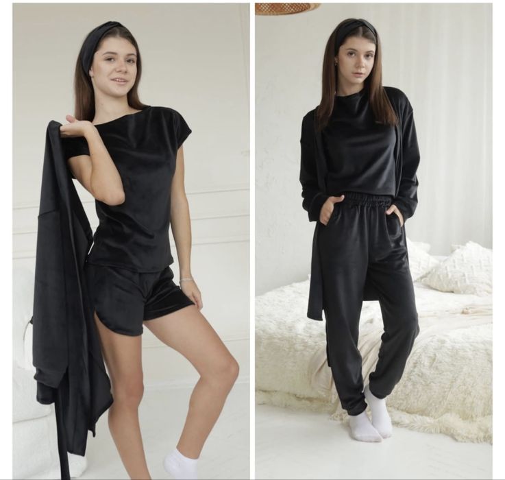 Велюрова піжама для дівчинки, набір для сну для дівчаток з 5 предметів