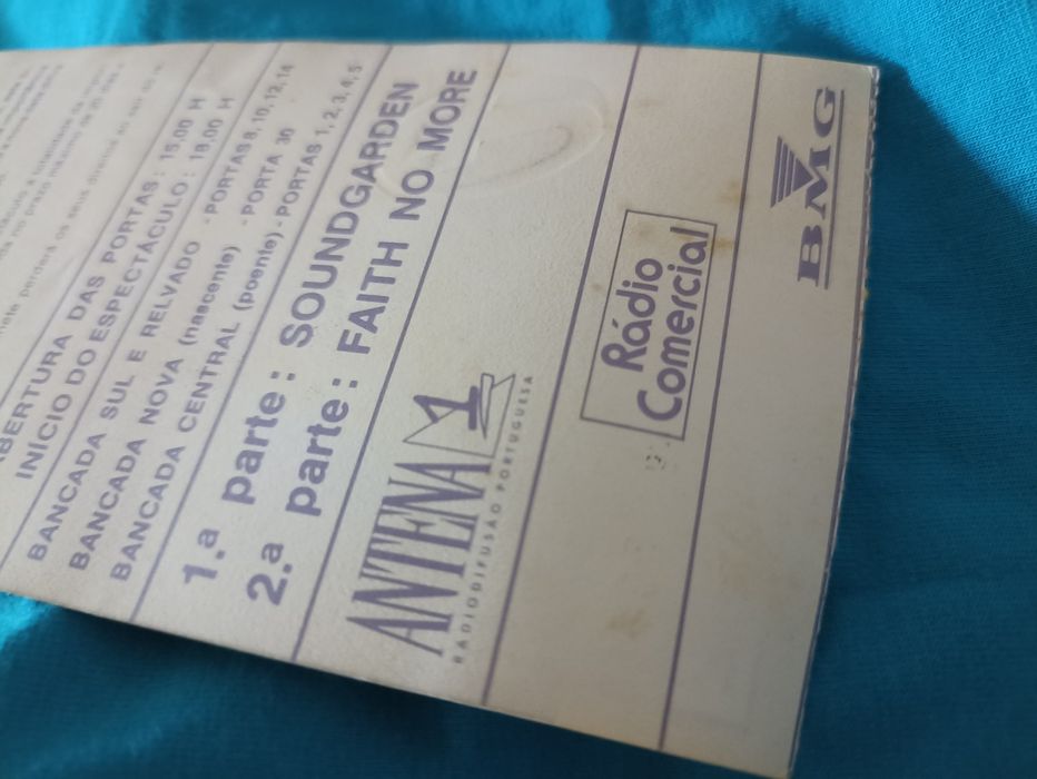 Bilhete concertos Guns N' Roses Alvalade 1992