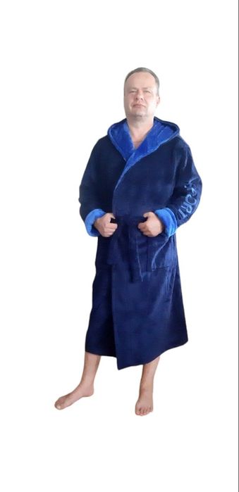 Махровий чоловічий халат з нашивкою 42-66 р