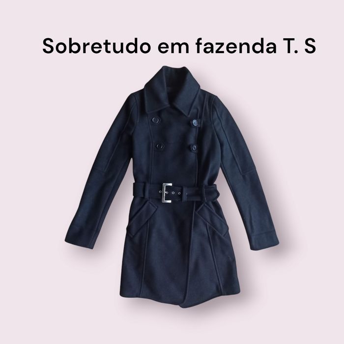 Sobretudo em fazenda grossa preto tamanho S