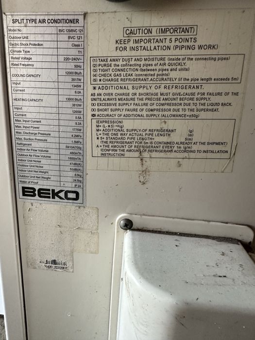 Кондиціонер BEKO настінний