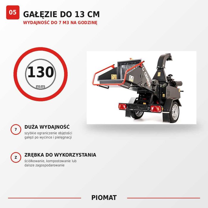 Cedrus R13P Rębak 13 cm podajnik hydrauliczny homologacja