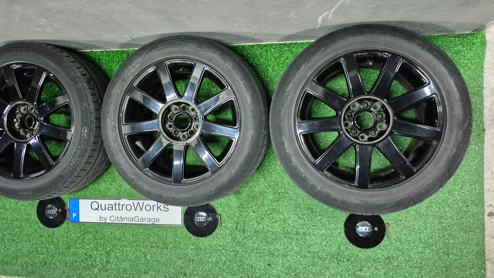 4 Jantes 16 Polegadas Dupla Furacao 5x100 e 5x112 Sline Preto Brilho com Pneus 205/55R16