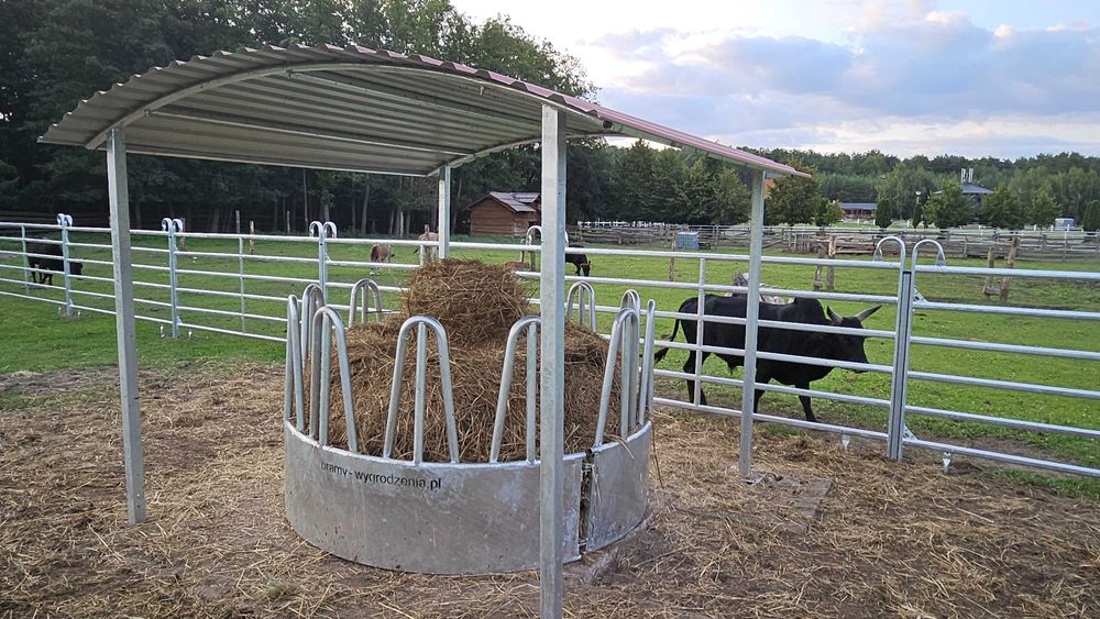 Paśnik 12 stanowiskowy dla bydła koni kosz karmink na bele
