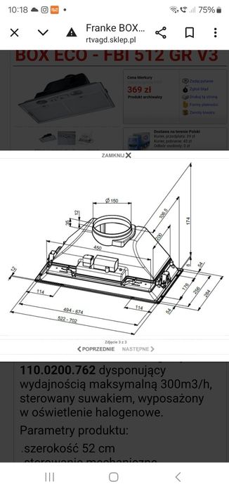 Sprzedam okap kuchenny Franke