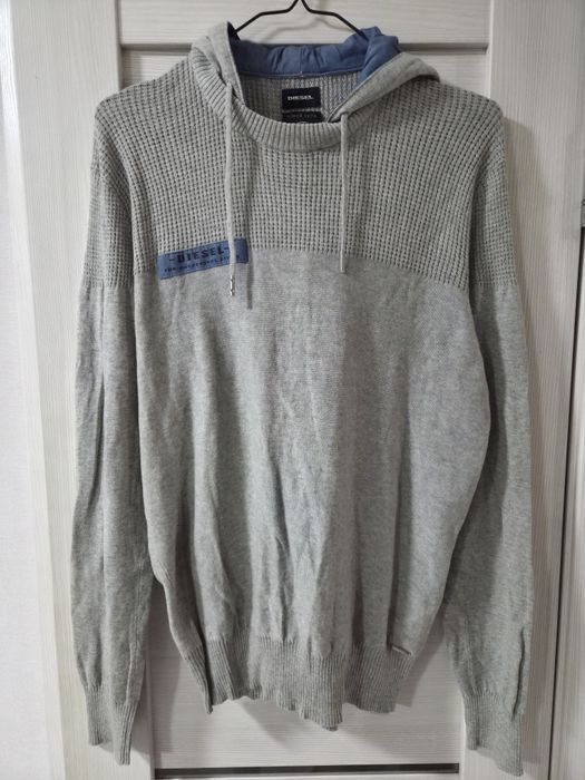 Светр / пуловер чоловічий Diesel K-Basis сірий з капюшоном, розмір L