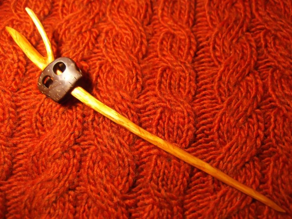 Украшение на Хэллоуин шпилька для волос ручной работы из дерева