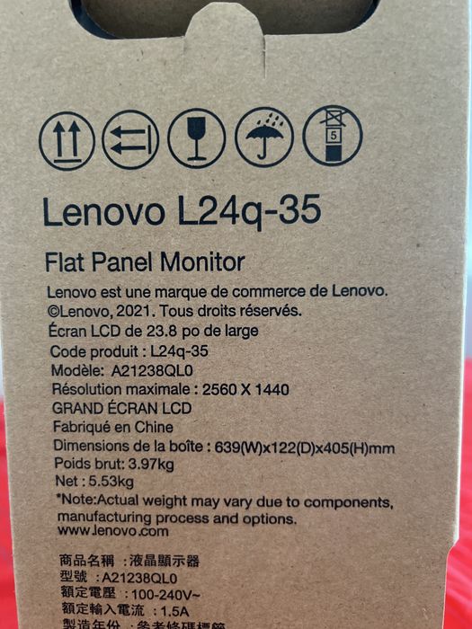 Monitor QHD Lenovo L24q-35 como novo