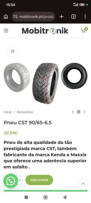 Pneu trotinete cst 90/65r6.5