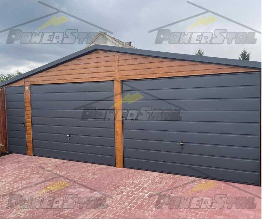 Garaż blaszany konstrukcja profil zamknięty  Garaż z wiatą