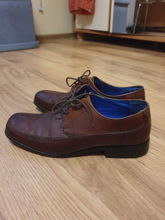 Eleganckie skórzane buty 42 mahoń brąz whisky koniak cognac Autograph