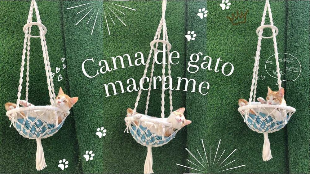 Camas suspensa para gatinhos em Macrame