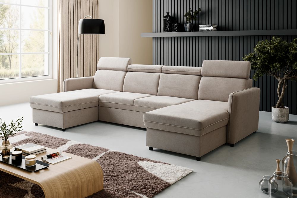 Narożnik BARCELO SYSTEM 282x165 - funkcja spania, 2 pojemniki, ruchome zagłówki