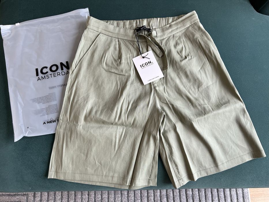 Icon Amsterdam The Linen Shorts M Olive Green