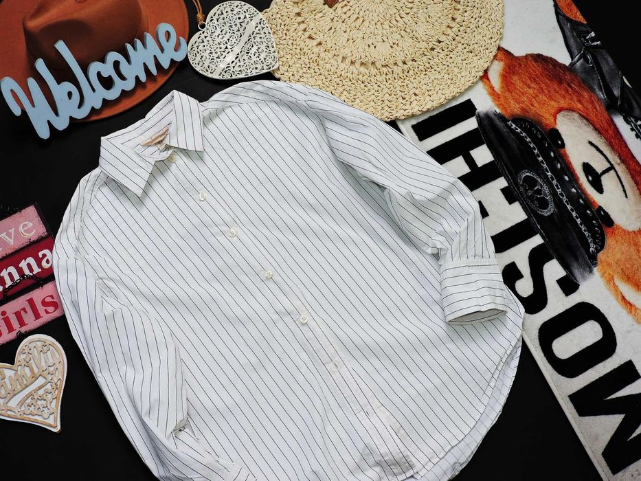 H&M Biała Koszula overszie paski XS