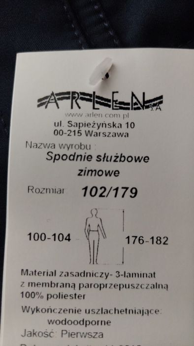 Spodnie służbowe zimowe