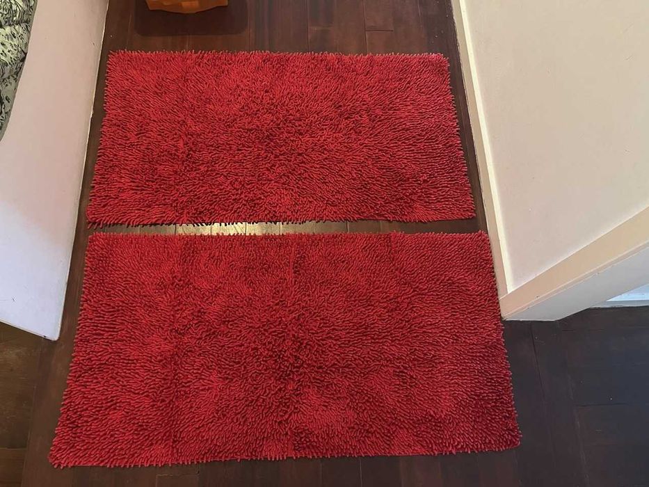 2 tapetes vermelhos em algodão (conjunto) (60x110 cm)