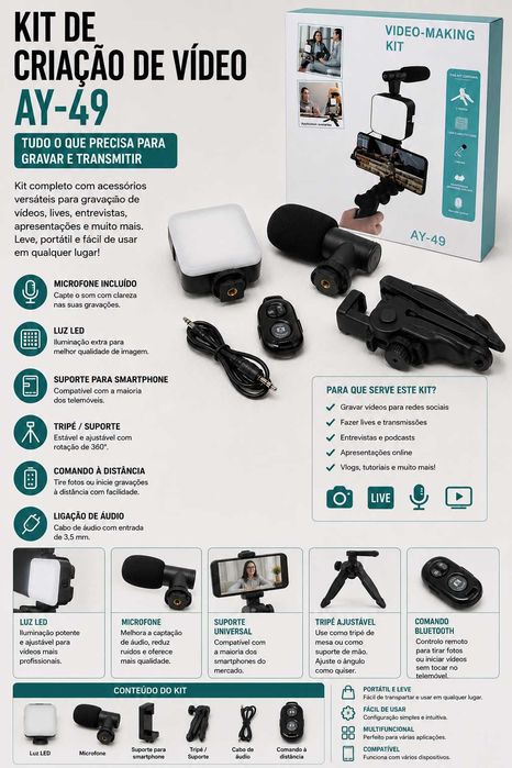 Kit de criação de vídeo AY-49 para smartphone