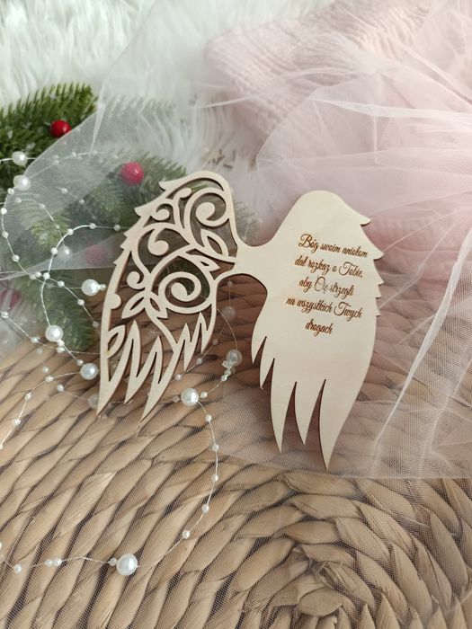 Skrzydełka drewniane, skrzydła Anioła, makrama, ozdoby , aniołki