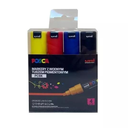 Markery Plakatowe Pc-8K 4 Kolory Posca Uni. Nowy Produkt