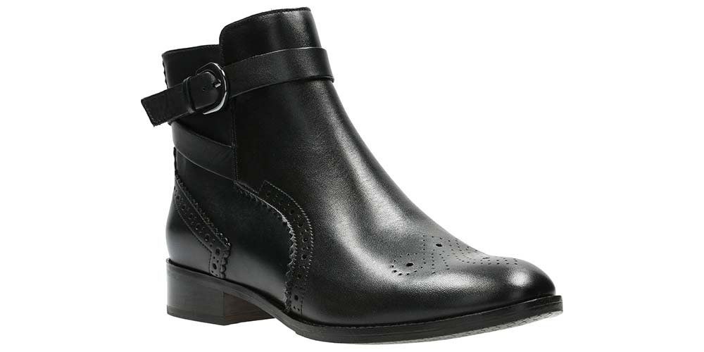 Clarks Botki damskie - Netley Olivia - r 35,5 - czarne, skórzane