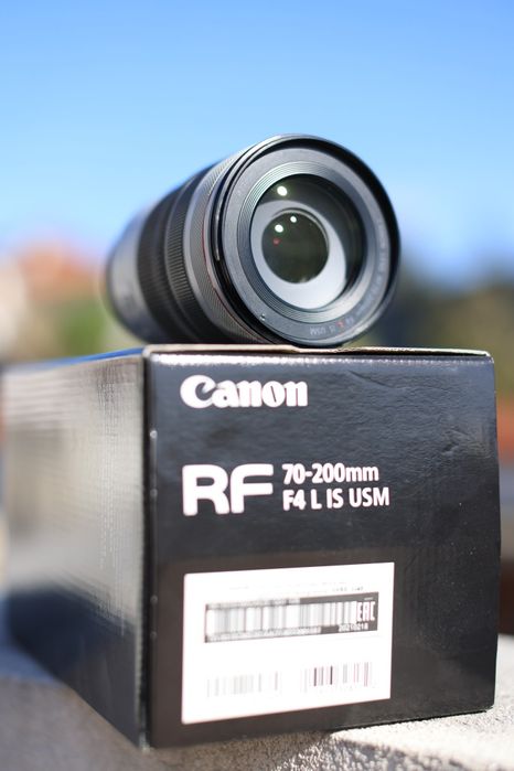 Canon RF 70-200mm f4 L is Usada na caixa.