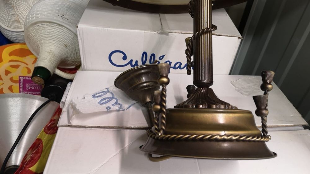 Vintage Candeeiro em Bronze e Alabastro