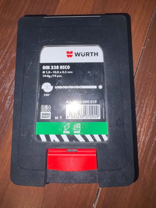 NOWY Zestaw wierteł do metalu / INOX Würth Zebra HSCo 19 szt. (Art. 0626000019)